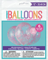 Clear 12in Latex Balloons with Paper Confetti 6ct