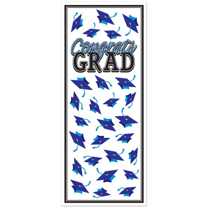 Congrats Grad Door Cover 30in x 6ft - Blue