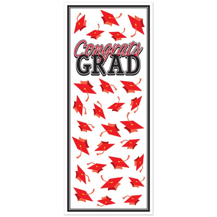 Congrats Grad Door Cover 30in x 6ft - Red