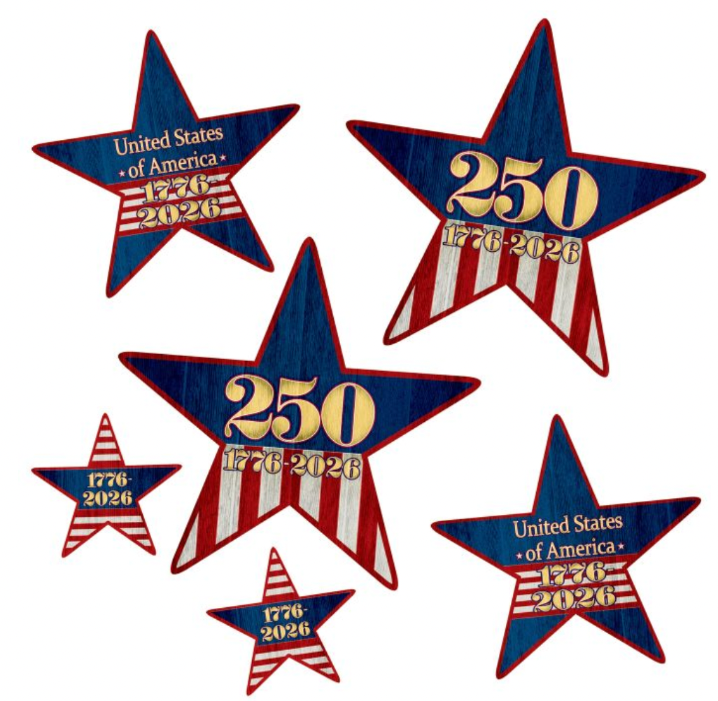 Semiquincentennial Star Cutouts 6ct