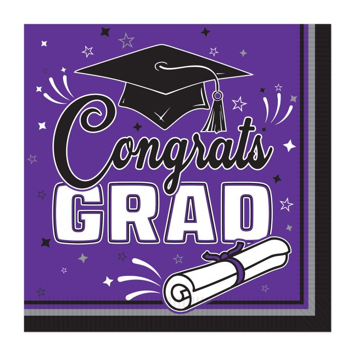 Congrats Grad Lunch Napkins 36ct - Purple