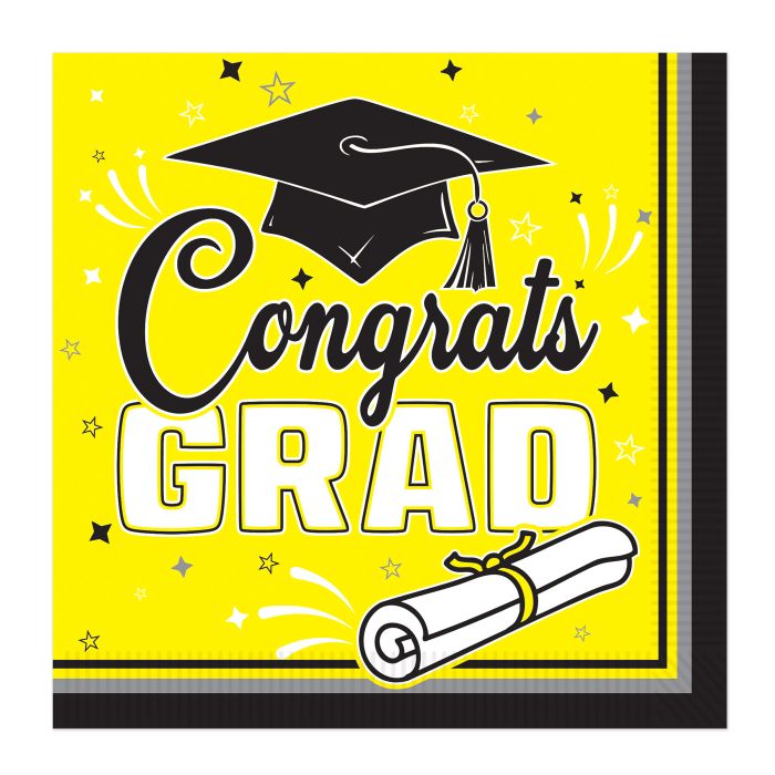 Congrats Grad Lunch Napkins 18ct - Yellow