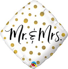 #574 Mr and Mrs Gold Dots 18in Printed Mylar