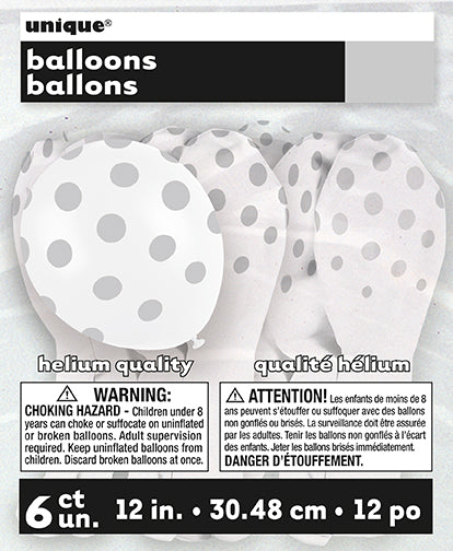 Polka Dots 12in Latex Balloons 6ct