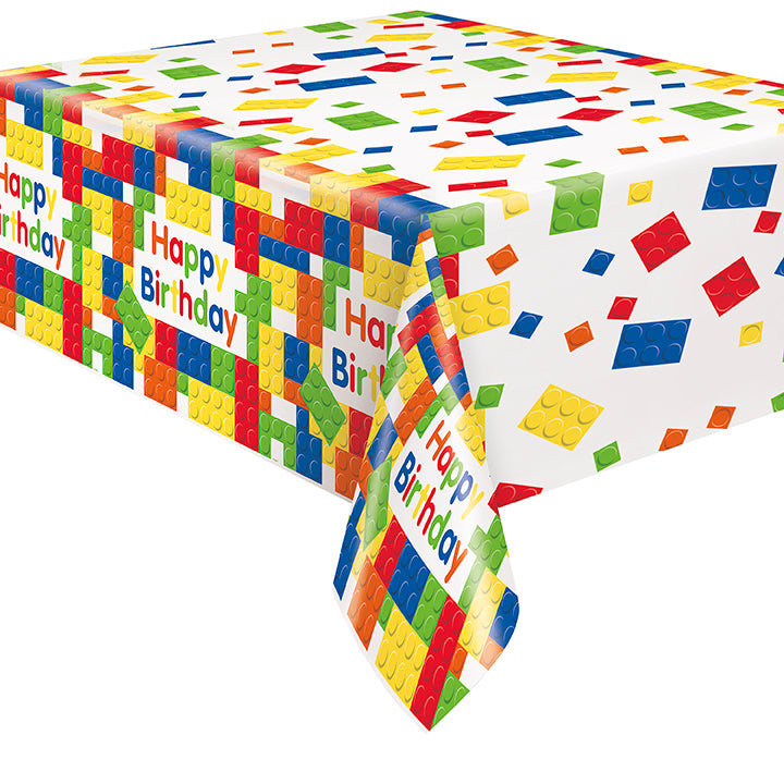 Building Blocks Birthday Rectangular Plastic Table Cover 54 x 84