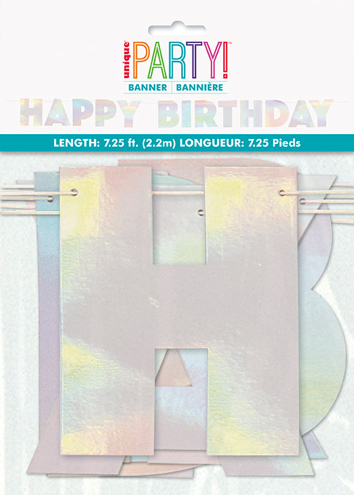 Iridescent Foil Happy Birthday Banner 7.25ft