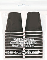 Black Plastic Shot Glasses 20ct