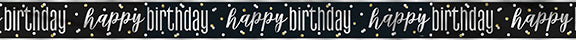 Black & Silver Foil Happy Birthday Banner 12ft