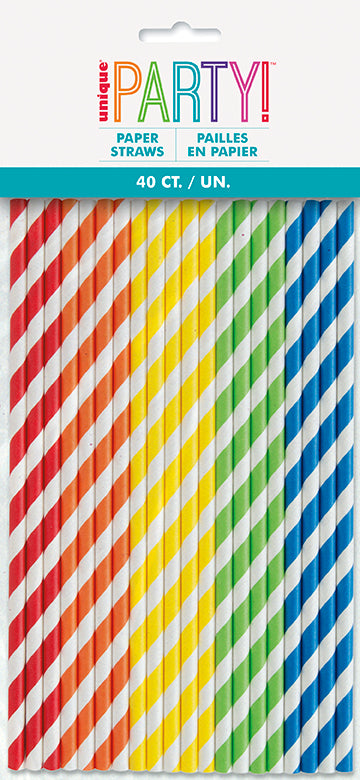 High Count Striped Paper Straws 40ct