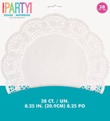 White 8.25in Doilies 28ct