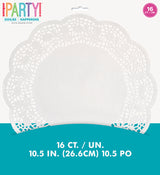 White 10.5in Doilies 16ct