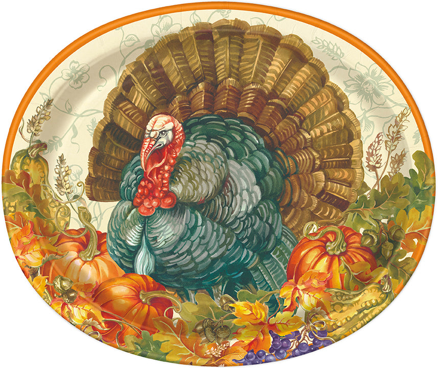 Traditional Thanksgiving Paper Oval Plates 8ct