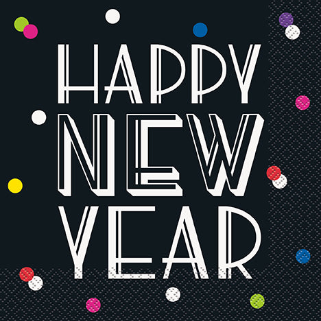 Neon Dots New Years Luncheon Napkins 16ct