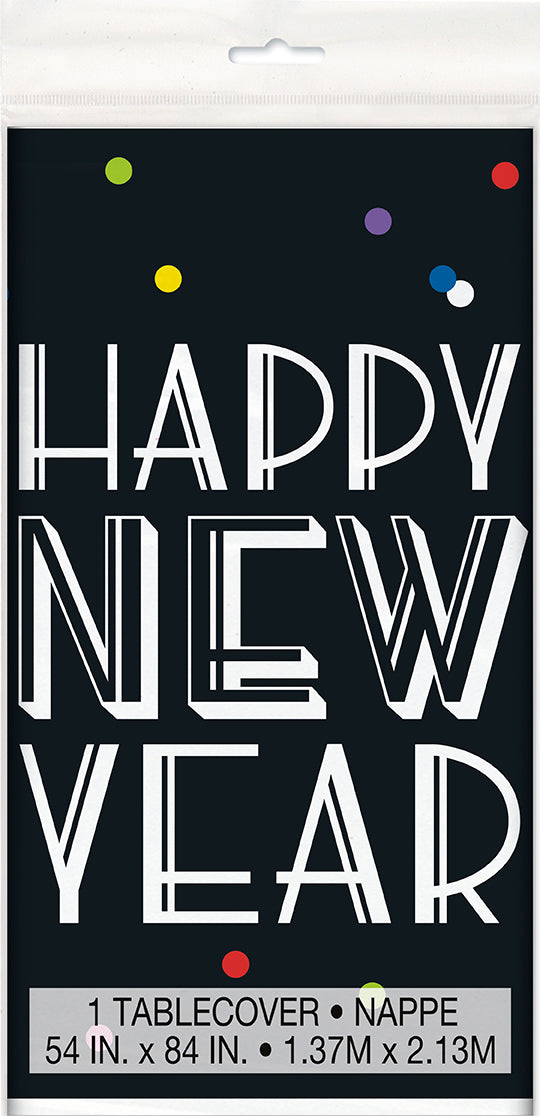 Neon Dots New Years Rectangular Plastic Table Cover 54" x 84"