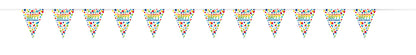 Rainbow Spots Birthday Plastic Flag Banner 12 ft