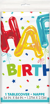 Happy Balloon Birthday Rectangular Plastic Table Cover 54 x 84