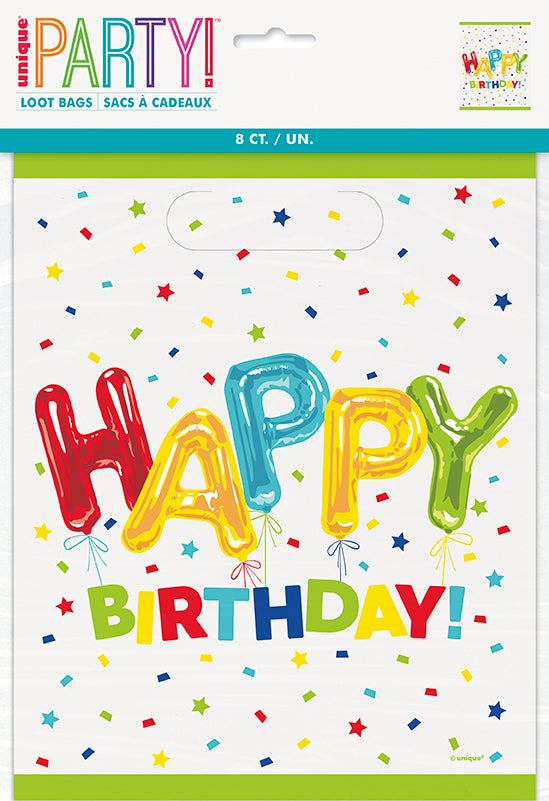 Happy Balloon Birthday Loot Bags 8ct