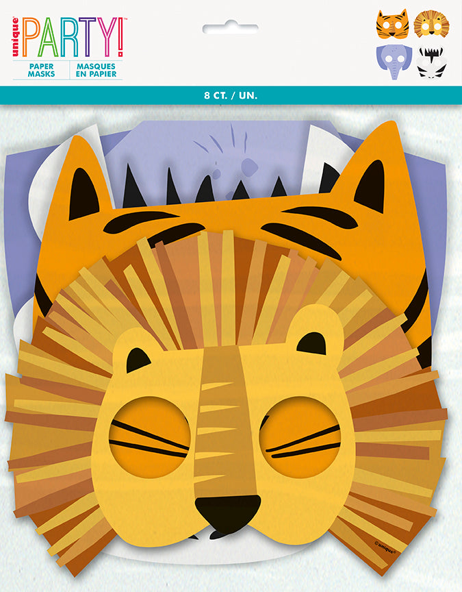 Animal Safari Paper Masks 8ct