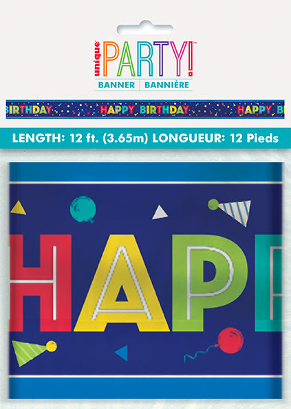 Peppy Birthday Happy Birthday Foil Banner 12ft
