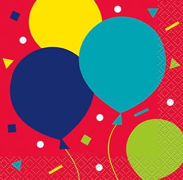 Balloon Party Birthday Beverage Napkins 16ct