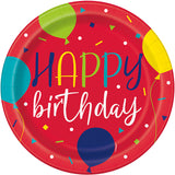 Balloon Party Birthday Round 9in Dinner Plates 8ct