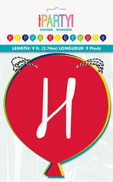Balloon Party Birthday Shaped Banner 9ft