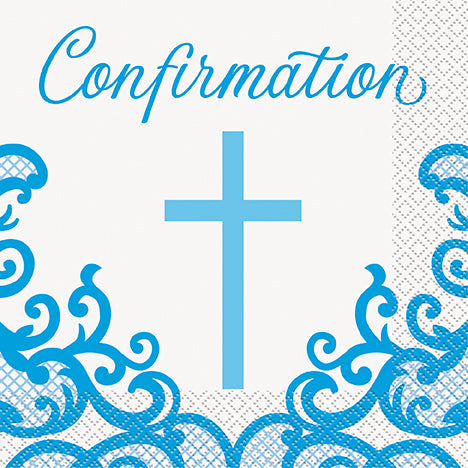 Fancy Blue Cross Confirmation Lunch Napkins