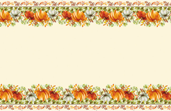 Watercolor Fall Pumpkins Rectangular Plastic Table Cover 54in x 84in