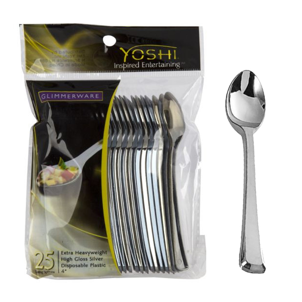 Mini Metallic Silver Tasting Spoons 25ct