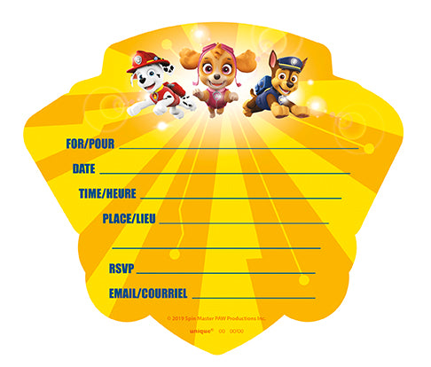 Paw Patrol Large Invitations 8ct