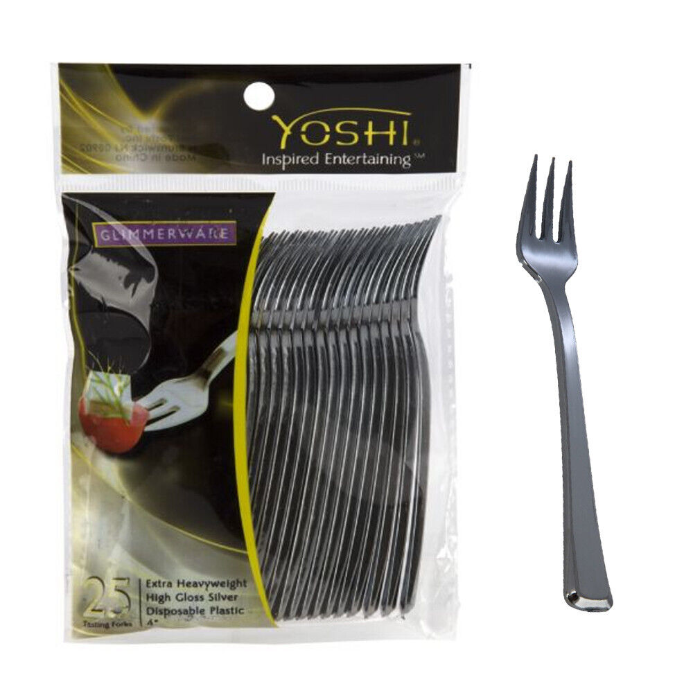 Mini Metallic Silver Tasting Forks 25ct