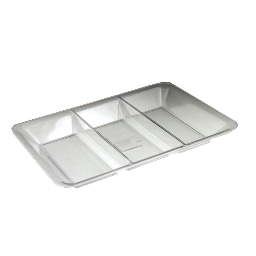 Clear 3 Compartment Plastic Tray 9.5"x14"
