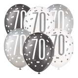 Glitz Black 12in Latex Balloons 6ct - 70