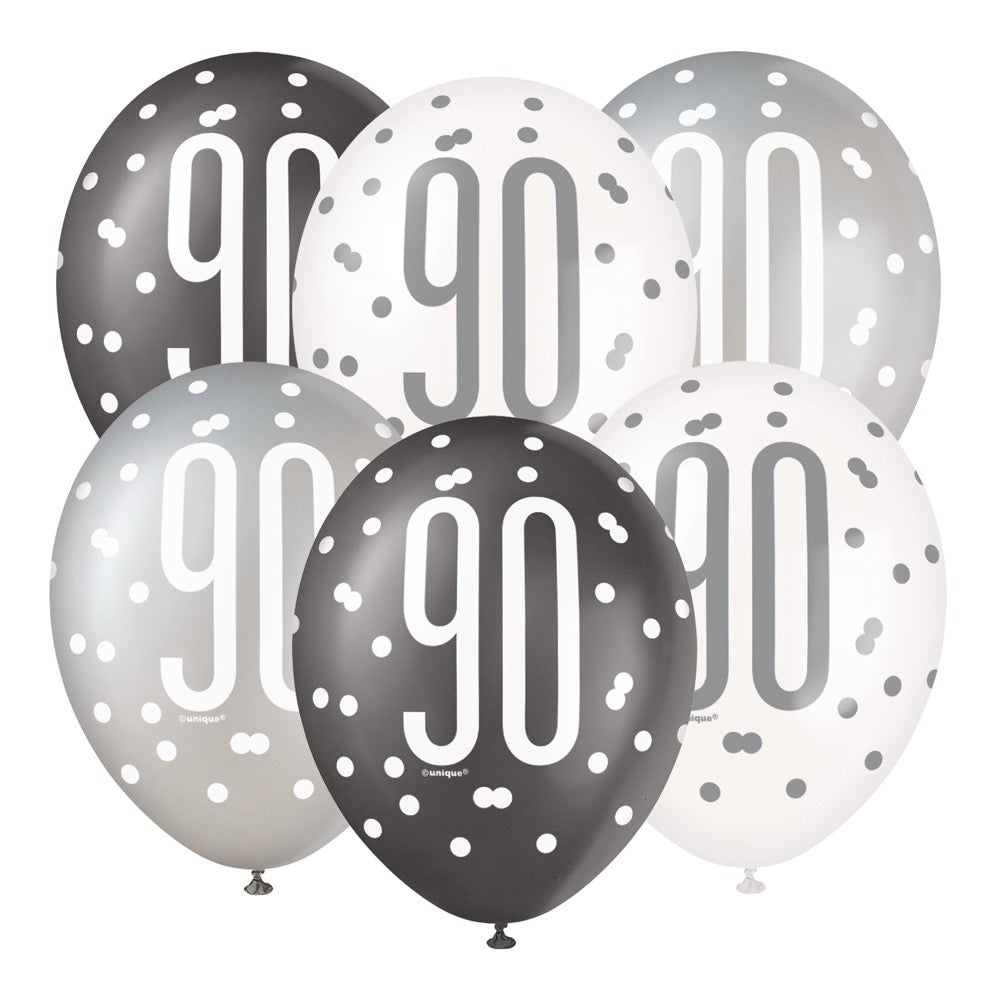 Glitz Black 12in Latex Balloons 6ct - 90