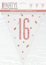 Glitz Rose Gold Prismatic Plastic Flag Banner 9ft - 16