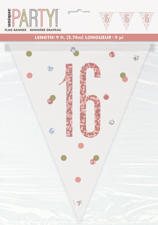 Glitz Rose Gold Prismatic Plastic Flag Banner 9ft - 16