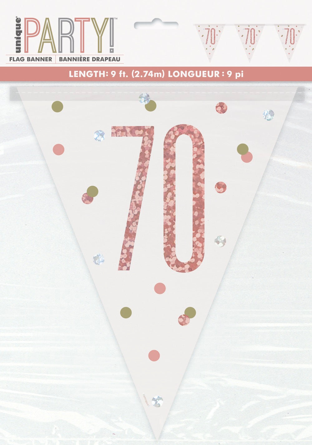 Glitz Rose Gold Prismatic Plastic Flag Banner 9ft - 70