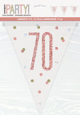 Glitz Rose Gold Prismatic Plastic Flag Banner 9ft - 70