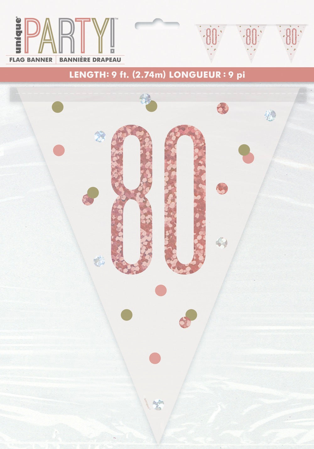 Glitz Rose Gold Prismatic Plastic Flag Banner 9ft - 80