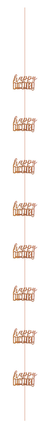 Glitz Rose Gold Hanging Decorations 5ft - Happy Birthday