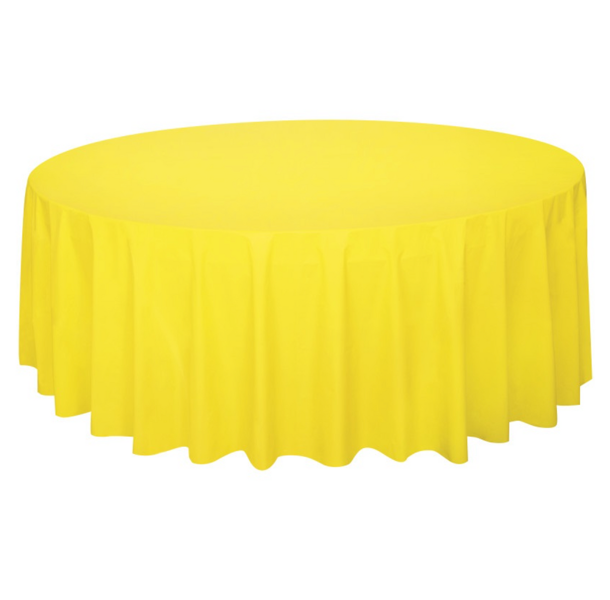 Yellow Round Plastic Table Cover 84in