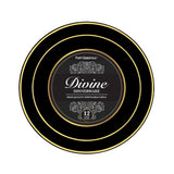 Black Plastic Plates Gold Rim 12ct
