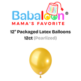 12" Pearlized Packaged Latex Balloons 12ct - Not Inflated