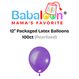 12" Pearlized Packaged Latex Balloons 100ct - Not Inflated