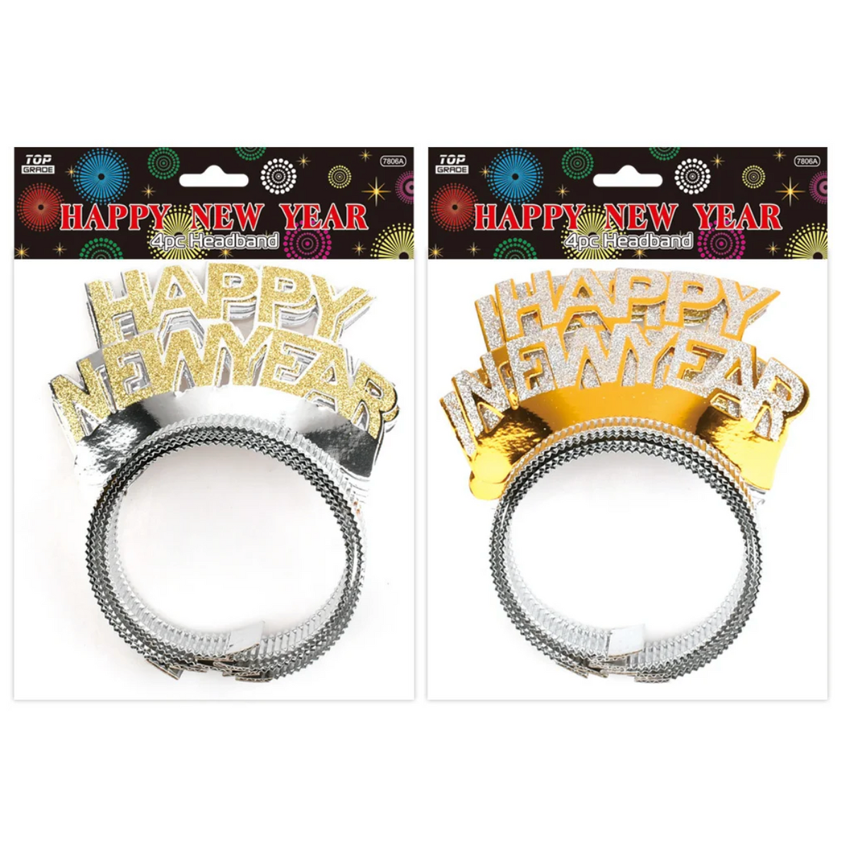 Happy New Year Glitter Tiaras 4ct - 1 Assorted Color