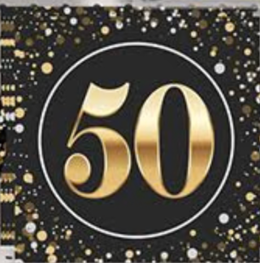 Black and Gold 50 Lunch Napkins 16ct