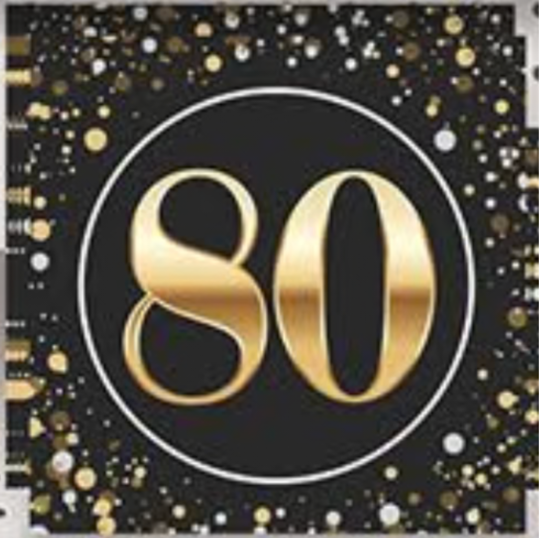 Black and Gold 80 Lunch Napkins 16ct