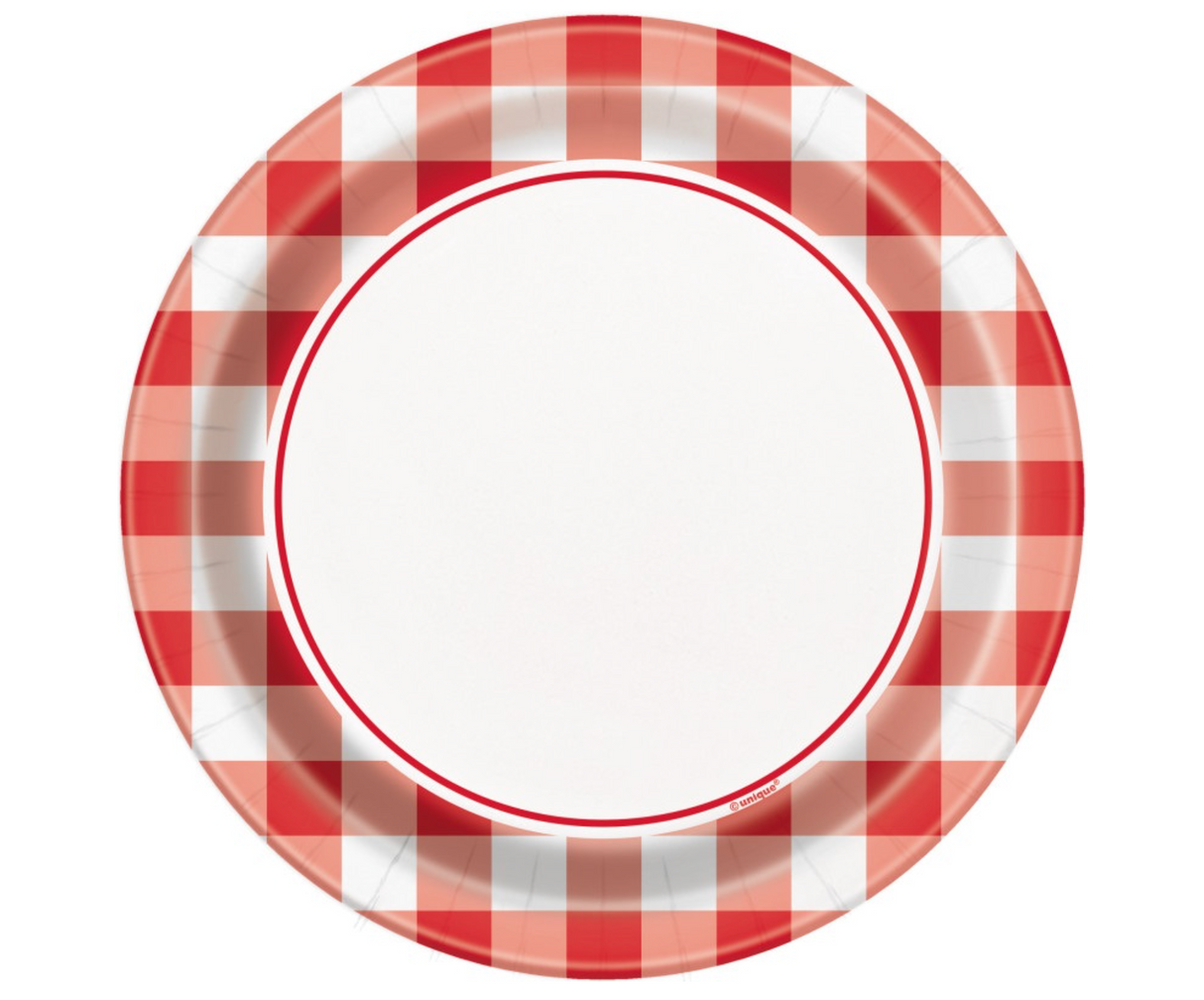 Red Gingham 7in Plates 8ct