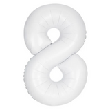 34in Number Balloons: White Matte