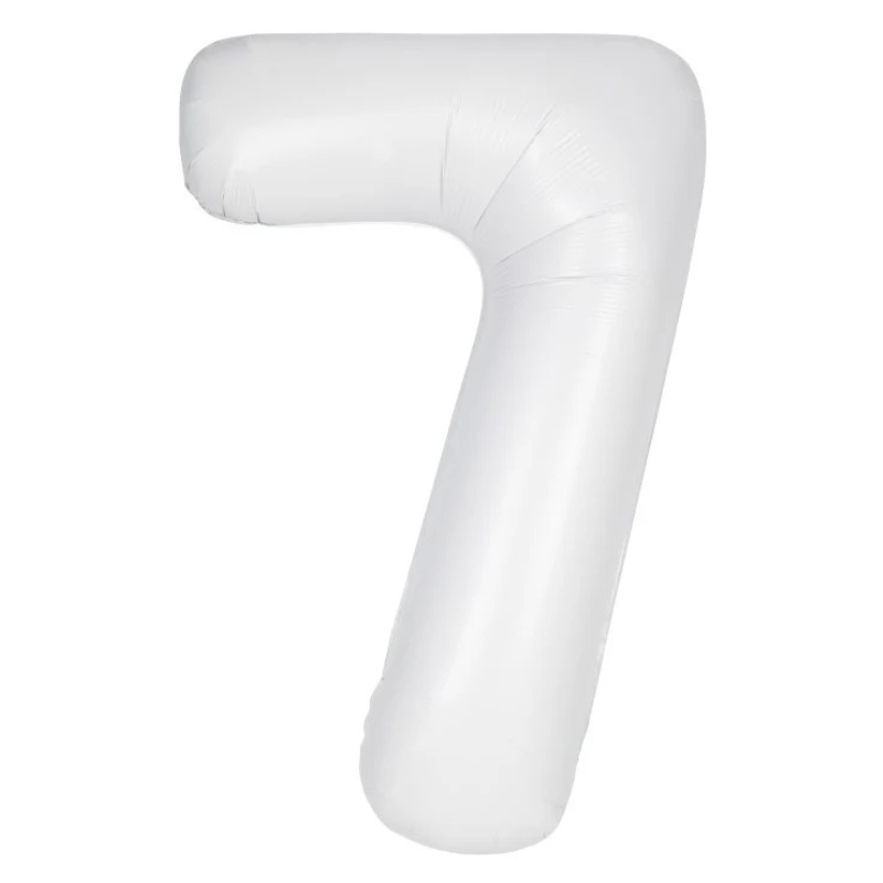 34in Number Balloons: White Matte